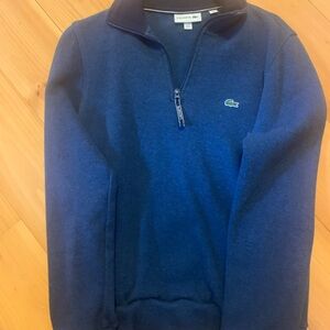 Lacoste Men's Navy Quarter Zip-Up Sweater